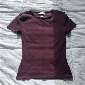 Aritzia Deep Wine Crewneck Short Sleeve Tee